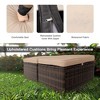 FIONECA All-Weather Outdoor Ottoman with Storage ¨C PE Wicker Patio Footstool, Beige - 4 of 4