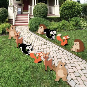 Big Dot of Happiness Stay Wild - Forest Animals - Bear Deer Hedgehog Skunk & Fox Lawn Decor - Outdoor Baby Shower or Birthday Party Yard Decor - 10 Pc - 1 of 4