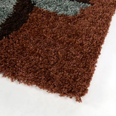 Large Rectangular Red and Brown Stain-Resistant Kids' Rug