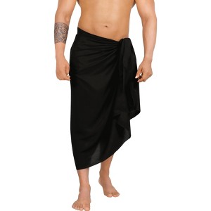 LA LEELA Men's Casual Vacation Pareo Sarong Wrap One Size Black - 1 of 4