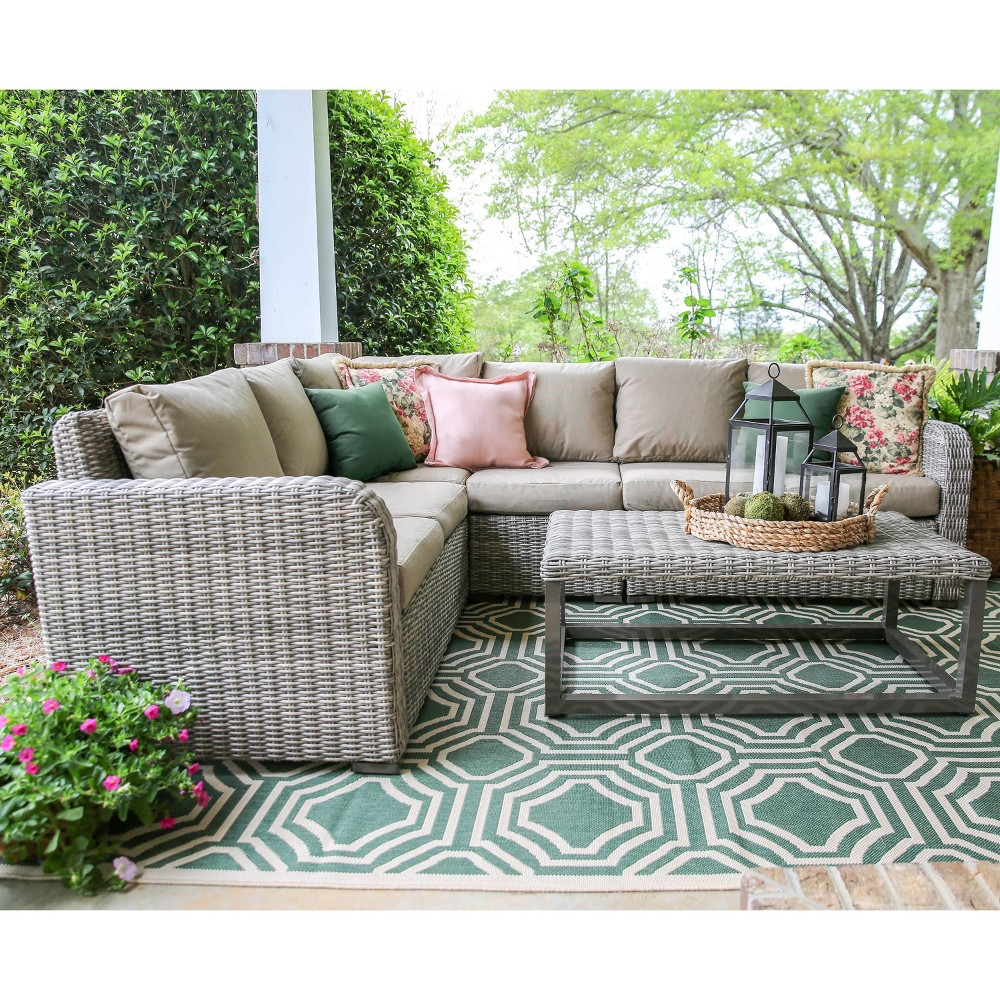 Forsyth 5pc Wicker Corner Sectional Tan Leisure Made