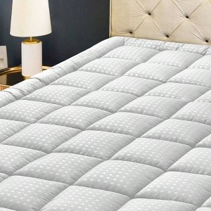 Queen Mattress Pad, Quilted Fitted Protector, Cooling Pillow Top Cover, Breathable Soft Topper with 8 - 21 Deep Pocket - 1 of 4