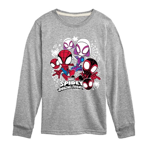 Boys' - Marvel - Spidey Friends Stickers Long Sleeve Graphic T-Shirt - image 1 of 3