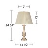 Regency Hill Becky Traditional Table Lamps 24 3/4" High Set of 2 Antique Brass Metal Ivory Linen Pleat Shade for Bedroom Living Room Bedside Office - 4 of 4