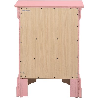 Louis Philippe Chic Pink 3-Drawer Nightstand with English Dovetail