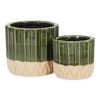Cheung's Cadeon Blossom Design Round Ceramic Pot with Textured Base- Small - Dark Green - 4 of 4