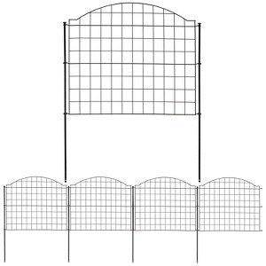 Sunnydaze Outdoor Lawn and Garden Steel Arched Grid Style Decorative Border Fence Panel Set - 12.5' - Black - 5pk - 1 of 4