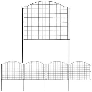 Sunnydaze Outdoor Lawn and Garden Steel Arched Grid Style Decorative Border Fence Panel Set - 12.5' - Black - 5pk