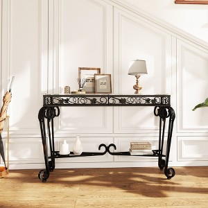 Modern Glass & Metal Console Table for Entryway, Hallway, or Sofa Table with Storage - 1 of 4