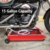 15 Gallon Oil Drain Pan with Manual Rotary Pump, Low Profile Oil Change Pan, Oil Drain Container, Wheels, 7.2 Inch Hose - 2 of 4