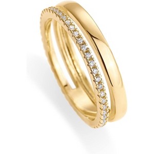 18K Gold Plated Cubic Zirconia Dual Stacking Rings for Women | Gold Eternity Band for Women - 1 of 4