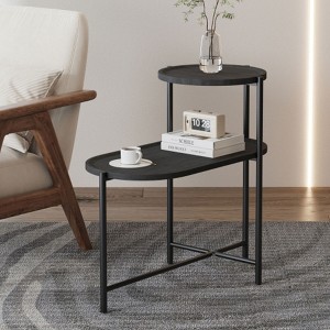 KWPZQEB Small Coffee Table, 2-Tier Modern Sofa Side Table with Wood Top, End Table for Living Rooms, Bedrooms, Apartments, Balconies and Patios - 1 of 4