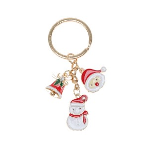 Unique Bargains Christmas Keychain Double Ring Zinc Alloy Multicolored 1 Pc - 1 of 3