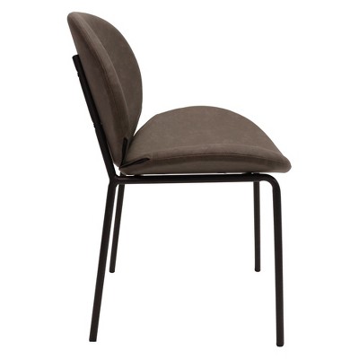 Elephant Grey Faux Leather Upholstered Metal Side Chair