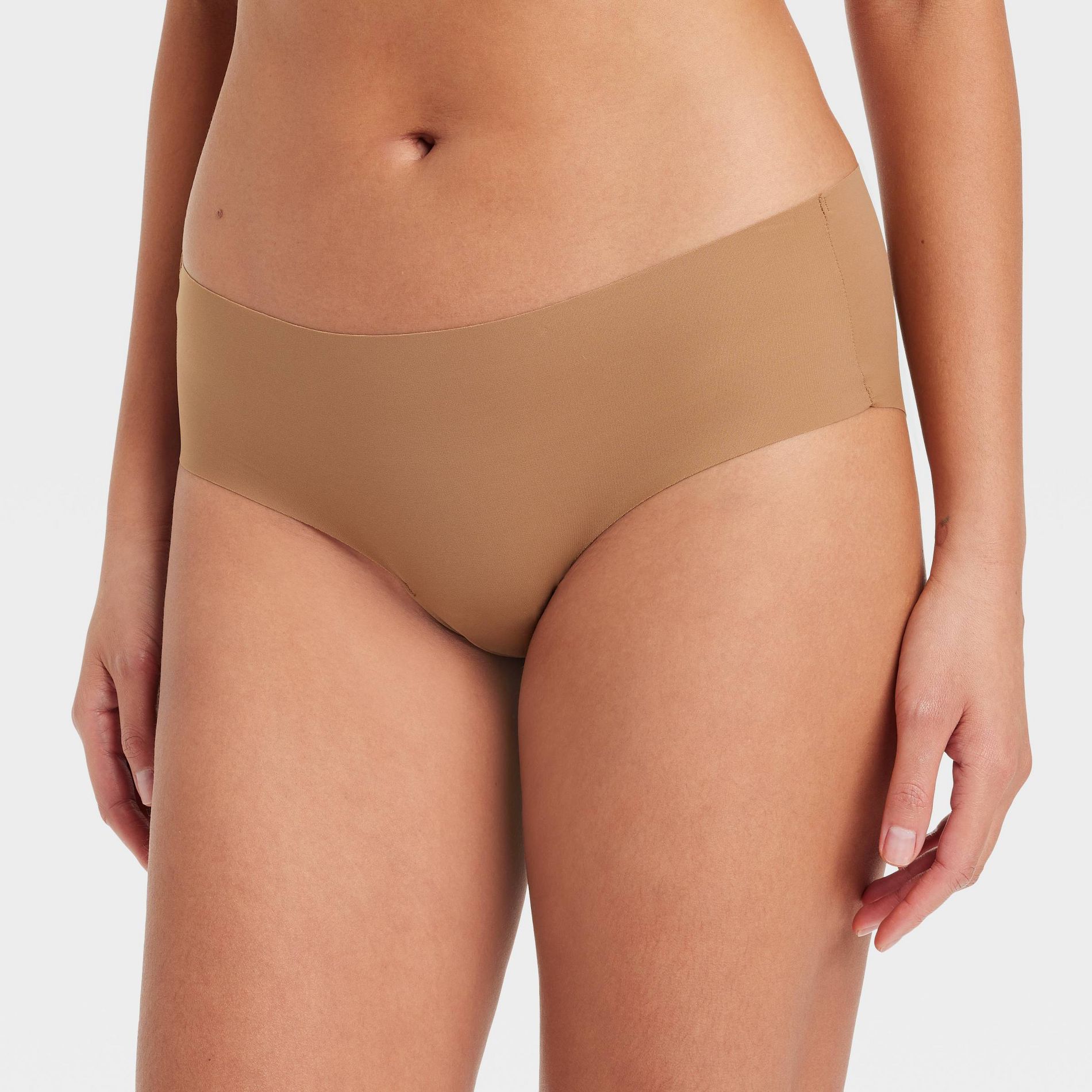 Women's Invisible Edge Laser Cut Hipster Underwear - Auden™ Caramel M: Seamless, Low Rise, Lightweight Knit Fabric
