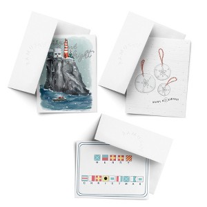 Sand Dollar, Merry Christmas Nautical Flag, Merry and Bright Winter/Holiday/Christmas Greeting Card Pack Sets (3 ct, Assorted) by Ramus & Co - 1 of 4