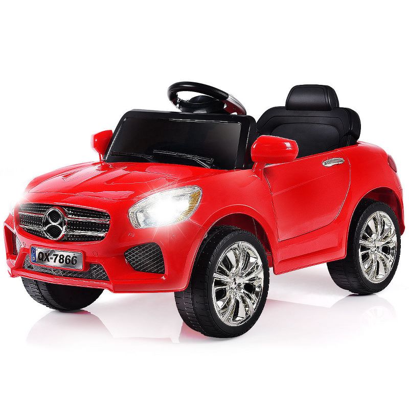 Costway 6V Kids Ride On Car RC Remote Control Battery Powered w/ LED Lights MP3 Red, 1 of 11