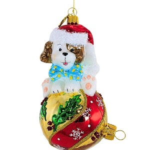 Huras Family 6.25 In Pup'n'bauble Santa Dog First Ornament Tree Ornaments - 1 of 3