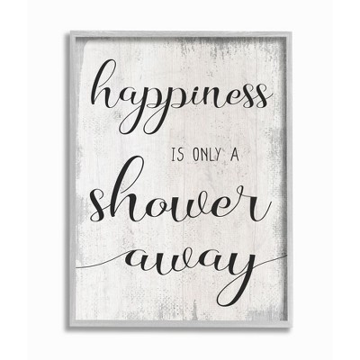 Stupell Industries Happiness is a Shower Away Rustic Bathroom Sign