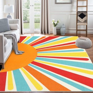 Area Rug for Living Room Machine Washable Modern Sun Rug - 1 of 4
