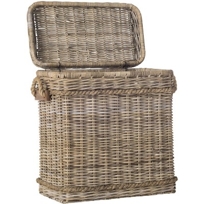 Sidonie Gray Rattan Wicker Storage Hamper with Handles