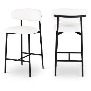 Meridian Furniture,Lupita White Vegan Leather Counter Stool, Set of 2 - 1 of 4