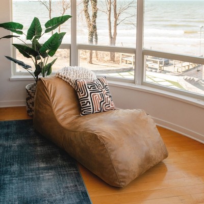Vintage Brown Vegan Suede Ergonomic Lounger with Removable Cover