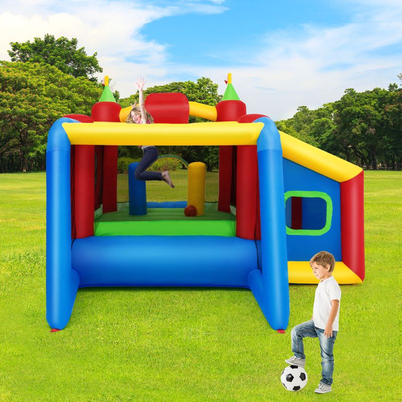 Costway Inflatable Bounce House, 7-in-1 Jump and Slide Bouncer w/ Basketball Rim, Football & Ocean Ball Playing Area, Dart Target(Without Blower), 2 of 10