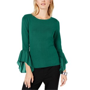 I.N.C International Concepts Womens Georgette Cuff Pullover Sweater, Green, Small - 1 of 1