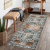 2'x6' Washable Floral Living Room Rugs, Distressed Chenille Non Slip Bedroom Carpet, Retro Accent Large Throw Rugs for Dining Room Kitchen, Rust - 2 of 4