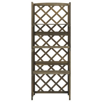vidaXL Trellis Gray Solid fir wood 21.7x11.8x55.1 in Shelving Trellis