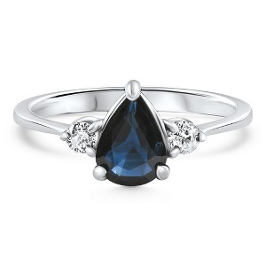 Pompeii3 1Ct Genuine Blue Sapphire & Diamond Engagement Anniversary Ring 10k Gold - 1 of 4