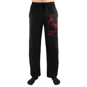 Spider-Man Web Swinging Men's Black Sleep Pajama Pants - 1 of 2