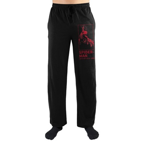 Marvel Spider-Man Mens Black/Red Flannel Sleep Pants Pajama Bottoms