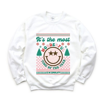 Simply Sage Market S.W.Smiley The Most Wonderful Time Smiley Sweatshirt - S - White
