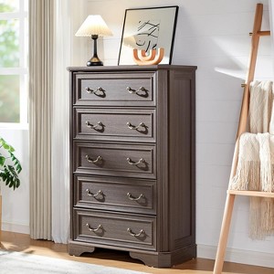 Farmhouse Wood Rustic Chest of Drawers Dresser with Corner Bevel Shape - 1 of 3