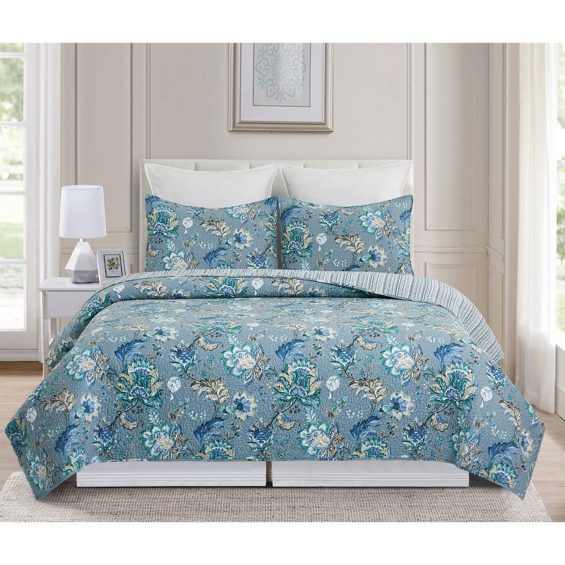 C&F Home Morrison Cotton Floral Jacobean Quilt Set  - Reversible and Machine Washable, 4 of 10