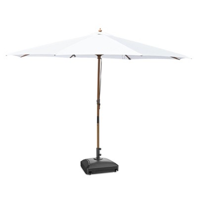 Yescom 13ft XL Heavy Duty Solid Wood Outdoor Patio Umbrella with Base Parasol Wheels Stand for Bistro Market Table Garden Deck Yard Poolside