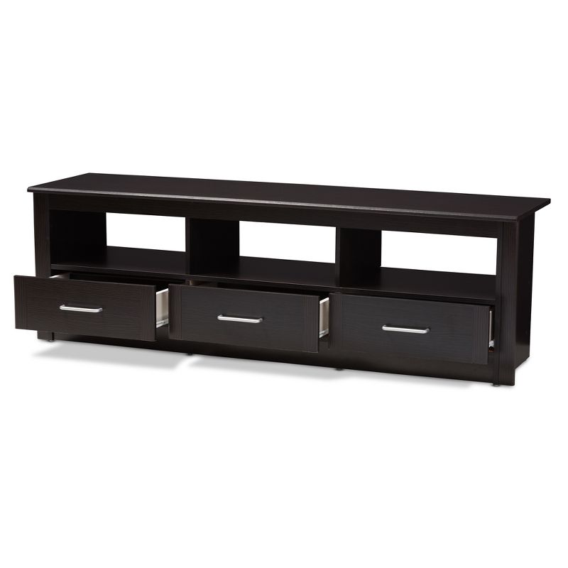Ryleigh Modern and Contemporary Finished TV Stand for TVs up to 60&#34; Dark Brown - Baxton Studio, 3 of 12