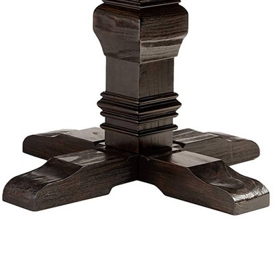 Salvage Dark Oak Round Extendable Dining Table with White Marble Top
