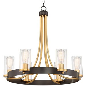 Stiffel Ferrers Dark Bronze Gold Chandelier 26" Wide Clear Glass Shade 6-Light Fixture for Dining Room House Foyer Kitchen Island Entryway Bedroom - 1 of 4