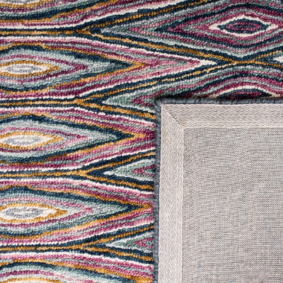 Aspen Blue and Pink Geometric Wool Runner Rug