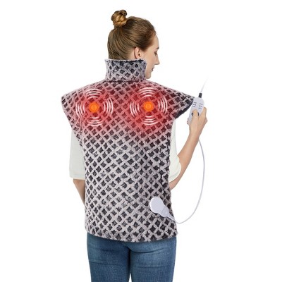 Wearable Electric Back & Neck Heating Pad, Massaging Heating Pad for Pain Relief, Safe Heat Therapy for Sore Muscles, Auto Shut Off, 3 Heating Levels