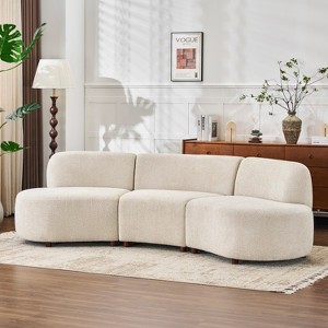 Christopher Knight Home Varo 100.75" Modern 3-Seater Wooden Boucle Upholstered Curved Sofa - 1 of 4
