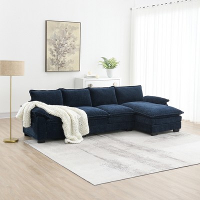 118" Modern L-Shaped Sofa, Sectional Sofa Couch With Convertible Chaise Lounge, Chenille Upholstered Couch With Backrest