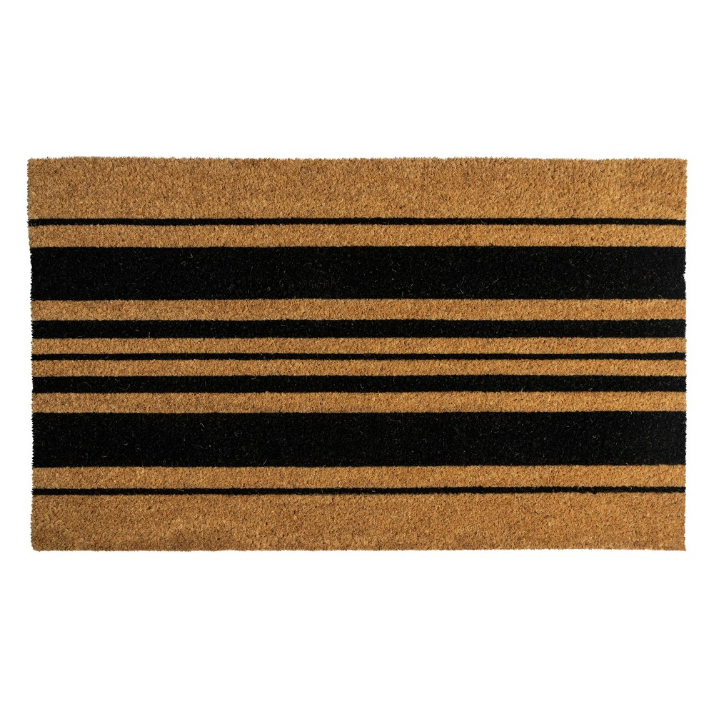 Photos - Doormat 1'5" x 2'5" Bold Stripes Indoor/Outdoor Coir  Black/Natural - Entry