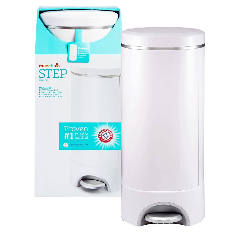 Munchkin STEP Diaper Pail, Powered by Arm &#38; Hammer, 1 of 18