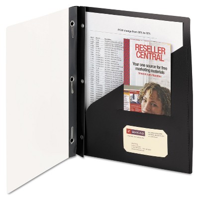 Smead Clear Front Poly Report Cover With Tang Fasteners 8-1/2 x 11 Black 5/Pack 86010
