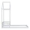 Okak Twin/Full Size Bed Frame with House-Style Roof & Headboard Guardrails,Modern Floor Bed for Toddlers/Kids Bedroom - 4 of 4