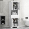 PDTEND Tall Bathroom Cabinet with Four Doors, Large Storage Space Open Shelf, Upper Storage Cabinet - 2 of 4